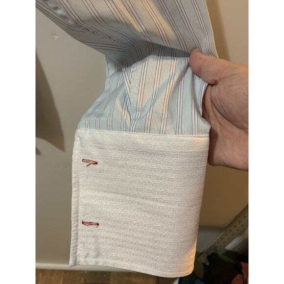 Takumi Japan Shirt Mens Large Dress Oxford Button‎ Up Suit French Cuff Stripe - Picture 2 of 12